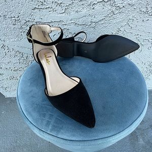 Lulus Lucinda Black Nubuck Ankle Strap Pumps